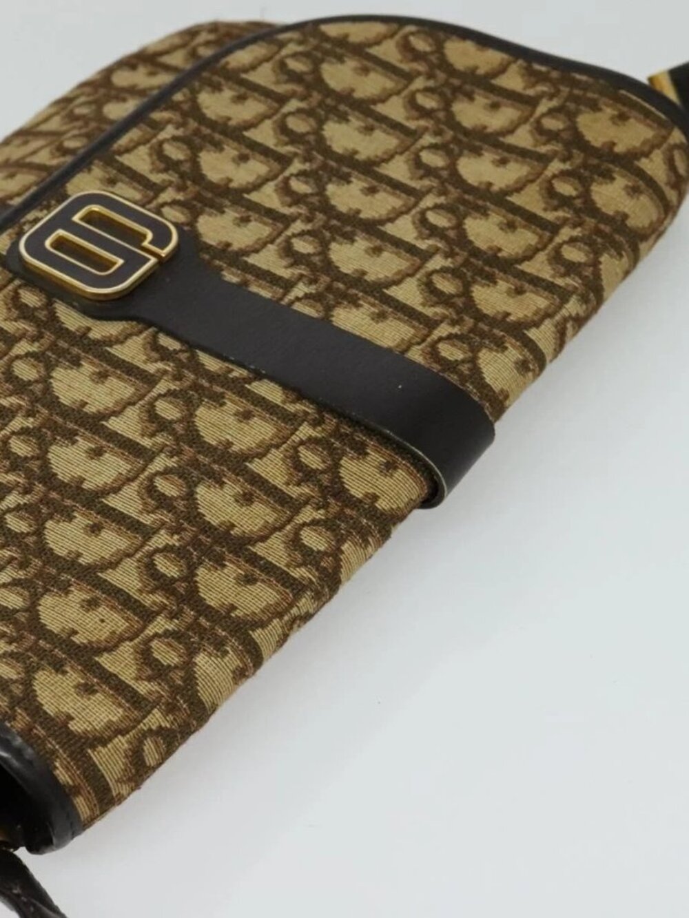 Christian Dior Trotter Canvas Shoulder Bag Brown Gold Auth 126151 - Picture 7 of 16